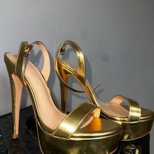 Gold High Heel Sandals
